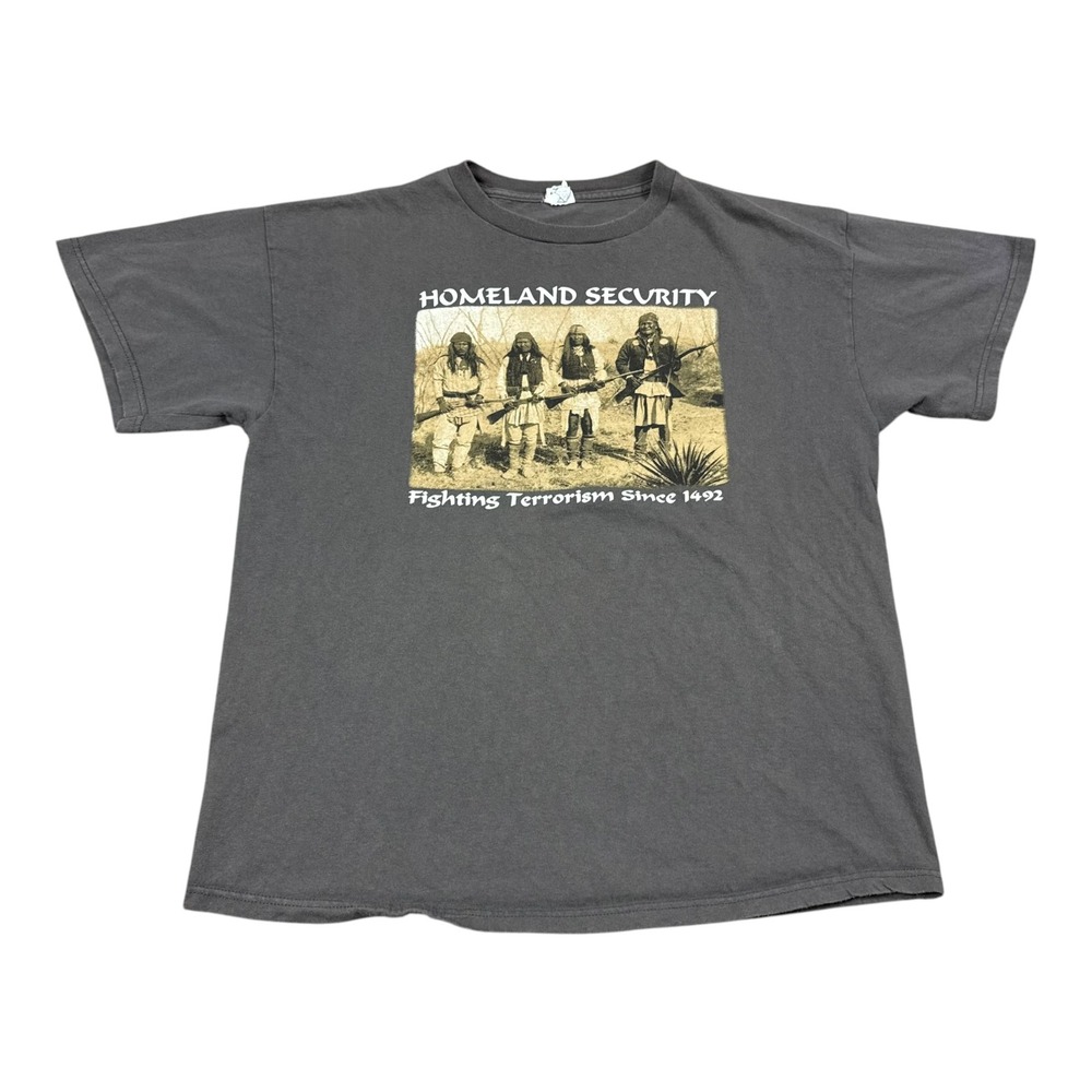 Delta Homeland Security Fighting Terrorism Since 1492 Indigenous Shirt Men's L